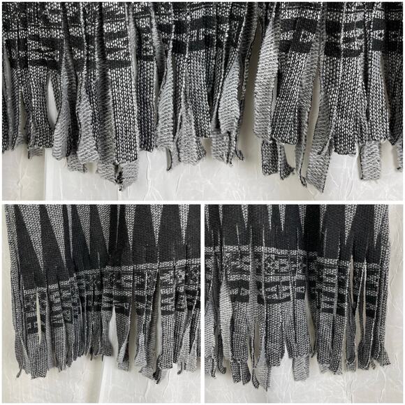 Forever 21 Grey Black Studded Short Sleeve Fringe Top Southwestern Oversized SM - Picture 13 of 16